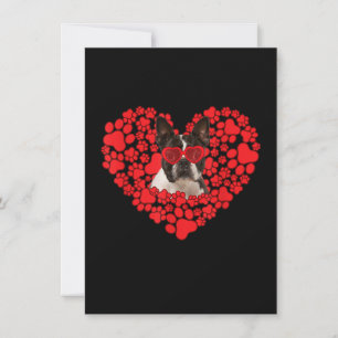 Funny Boston Terrier Dog Paw Herz Valentinstag Dankeskarte