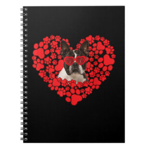 Funny Boston Terrier Dog Paw Herz Valentinstag Notizblock