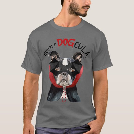 Funny Boston Terrier Dog Vampire Halloween Kostüm T-Shirt (Vorderseite)