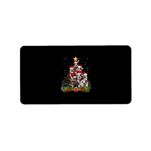 Funny Boston Terrier Dog Weihnachtsbaum Geschenk Adressaufkleber (Vorne)