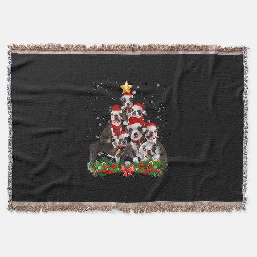 Funny Boston Terrier Dog Weihnachtsbaum Geschenk Decke (Vorderseite)