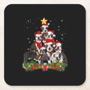 Funny Boston Terrier Dog Weihnachtsbaum Geschenk Rechteckiger Pappuntersetzer