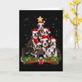 Funny Boston Terrier Dog Weihnachtsbaum Karte (Gelbe Blume)