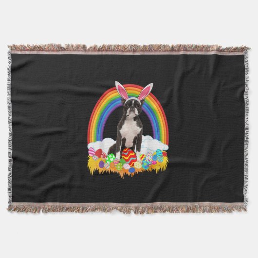 Funny Boston Terrier Egg Shirt Dog Lover Ostern Decke (Vorderseite)