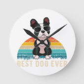 Funny Boston Terrier Geschenk für Pet Lover Runde Wanduhr (Vorderseite)