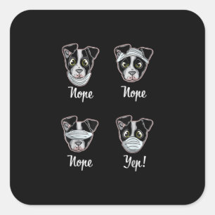 Funny Boston Terrier Geschenk Mouth Nose Maske Hun Quadratischer Aufkleber