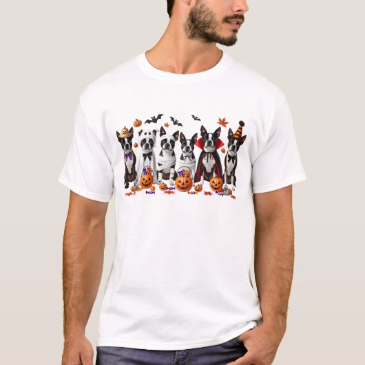 Funny Boston Terrier Halloween Dog Lover T-Shirt (Vorderseite)