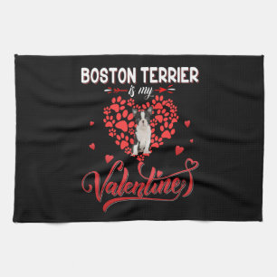 Funny Boston Terrier Is My Valentine Geschirrtuch