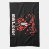 Funny Boston Terrier Is My Valentine Geschirrtuch (Vertikal)