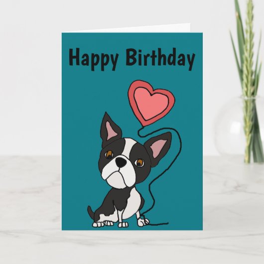 Funny Boston Terrier Liebe Cartoon Karte (Vorderseite)