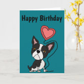 Funny Boston Terrier Liebe Cartoon Karte (Gelbe Blume)