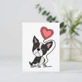 Funny Boston Terrier Liebe Cartoon Postkarte (Stehend Vorderseite)