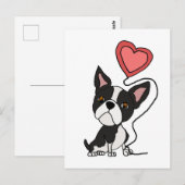 Funny Boston Terrier Liebe Cartoon Postkarte (Vorne/Hinten)