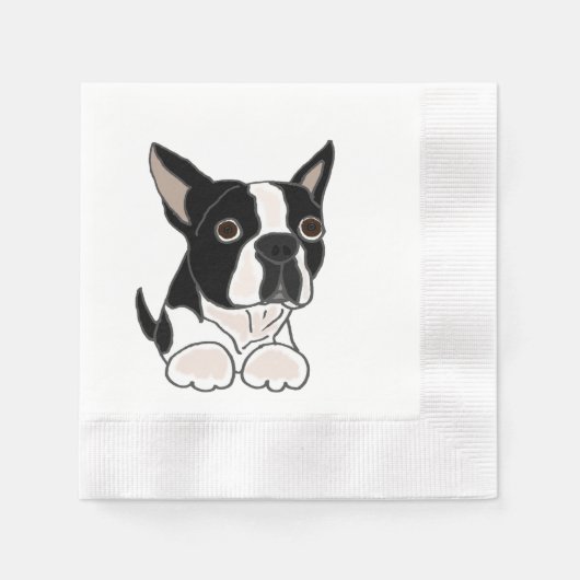 Funny Boston Terrier Puppy Dodge Art Serviette (Vorderseite)