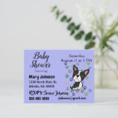 Funny Boston Terrier und Paw Prints Baby Dusche Einladungspostkarte (Stehend Vorderseite)