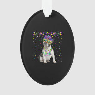 Funny Boston Terrier Wear Karneval Mask Mardi Ornament