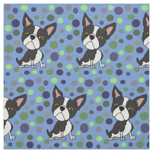 Funny Boston Terrier Welpe Hund Abstrakt Stoff (Muster)