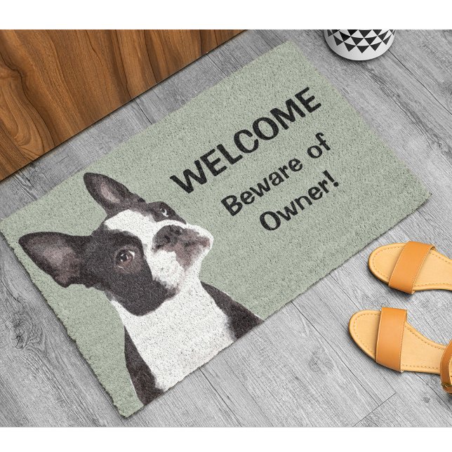 Funny Boston Terrier Willkommen Niedlicher Hund Fußmatte (Von Creator hochgeladen)