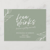 Funny botanische freie Getränke Hochzeit retten da Ankündigungspostkarte (Vorderseite)