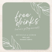 Funny botanische freie Getränke Hochzeit retten da Rechteckiger Pappuntersetzer (Vorderseite)