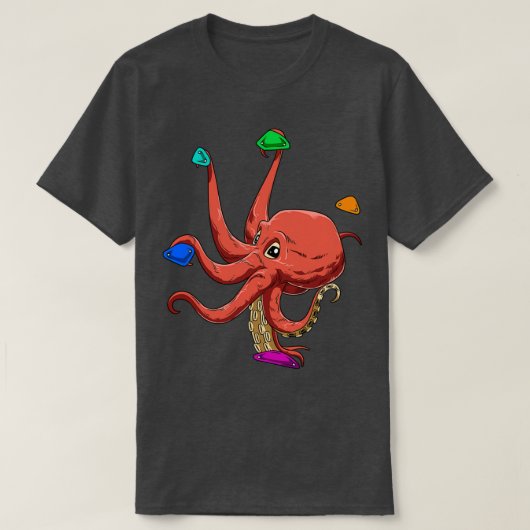 Funny Bouldering und Rock Climbing Oktopus T-Shirt (Design vorne)