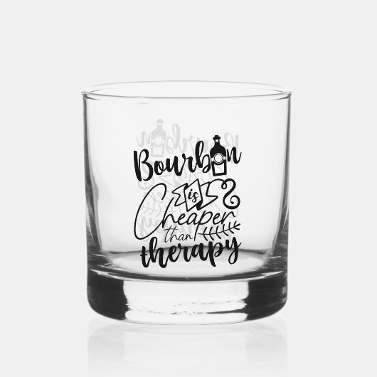 Funny Bourbon billiger Therapie Wort Kunst Whiskyglas (Rückseite)