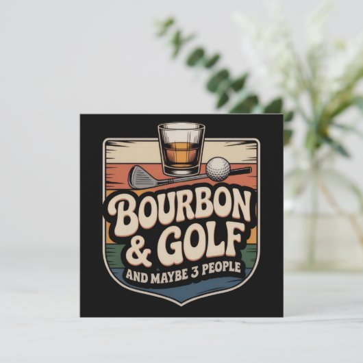 Funny Bourbon Golf Golfer Dad Gift Vintage Einladung (Stehend Vorderseite)