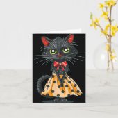 Funny Bow Cat in Polka Dot Dress Karte (Gelbe Blume)