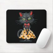 Funny Bow Cat in Polka Dot Dress Mousepad (Mit Mouse)