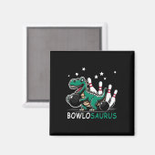 Funny Bowler Bowlosaurus T-rex Dinosaur Playing Bo Magnet (Vorderseite/Rückseite)