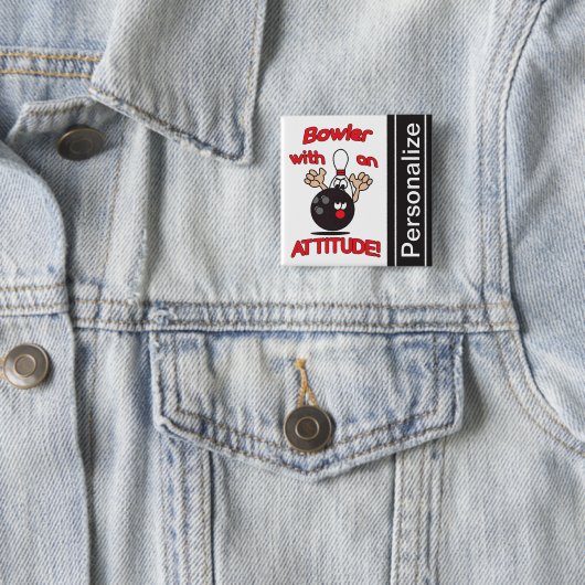 Funny Bowler mit Attitude | Personalisieren Button (Beispiel)