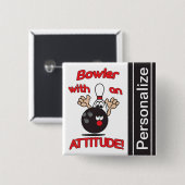 Funny Bowler mit Attitude | Personalisieren Button (Vorne & Hinten)