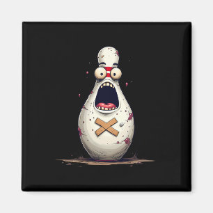 Funny Bowlers erschreckte Bowling Button Grafik fü Magnet
