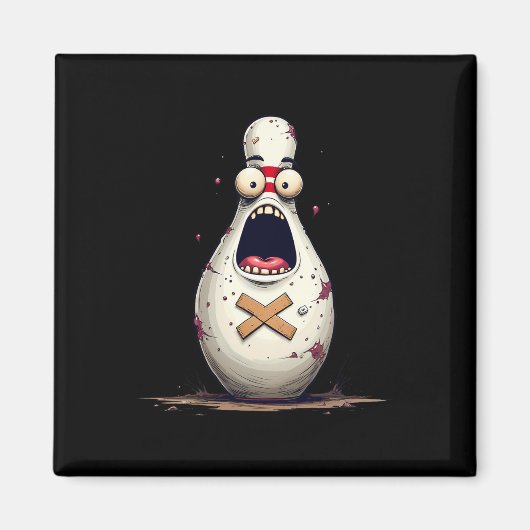 Funny Bowlers erschreckte Bowling Button Grafik fü Magnet (Vorne)