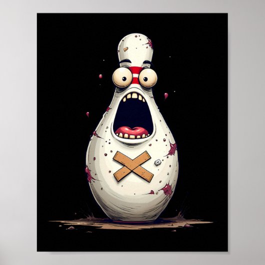 Funny Bowlers erschreckte Bowling Button Grafik fü Poster (Vorne)