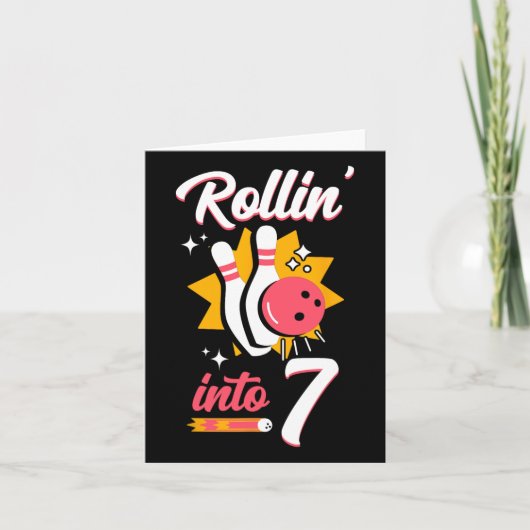 Funny Bowling 7th Birthday Rollin' Inn 7 Karte (Vorderseite)