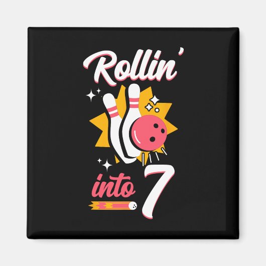 Funny Bowling 7th Birthday Rollin' Inn 7 Magnet (Vorne)