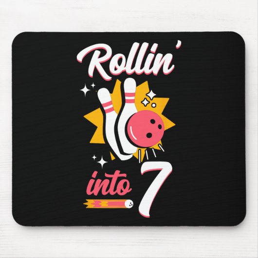 Funny Bowling 7th Birthday Rollin' Inn 7 Mousepad (Vorne)