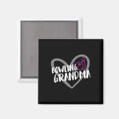 Funny Bowling Apparel Bowling Oma Heart - Blac Magnet (Vorderseite/Rückseite)