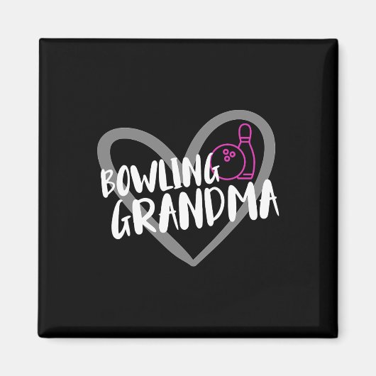 Funny Bowling Apparel Bowling Oma Heart - Blac Magnet (Vorne)