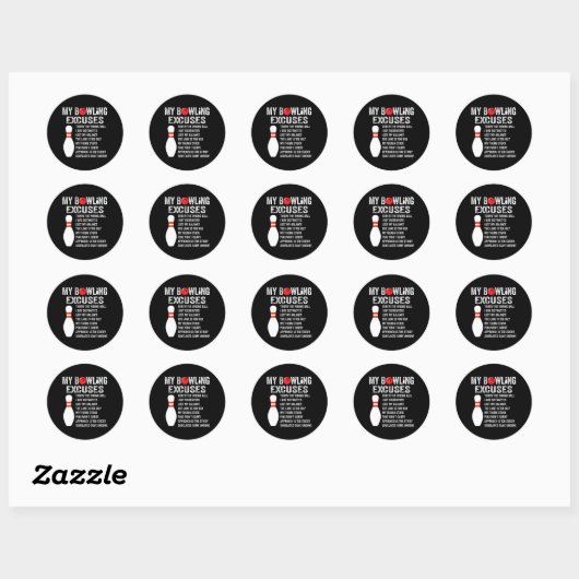 Funny Bowling Ausreden Funny Bowling Button Bowlin Runder Aufkleber (Blatt)