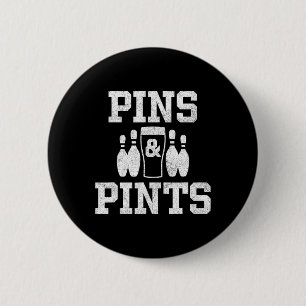 Funny Bowling Beer trinkt Bowler Buttone und Pints Button
