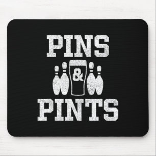 Funny Bowling Beer trinkt Bowler Buttone und Pints Mousepad