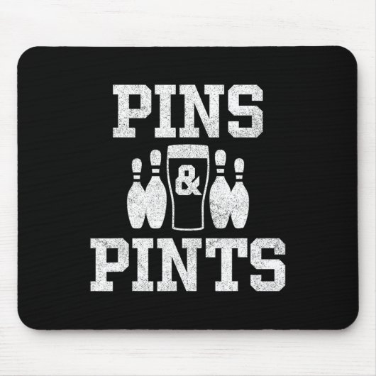 Funny Bowling Beer trinkt Bowler Buttone und Pints Mousepad (Vorne)