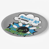 Funny Bowling Birthday Boy Pappteller (Schrägansicht)