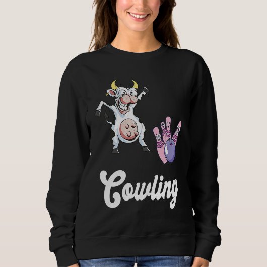 Funny Bowling Bowler Cow Strike Bowling Team Bowli Sweatshirt (Vorderseite)
