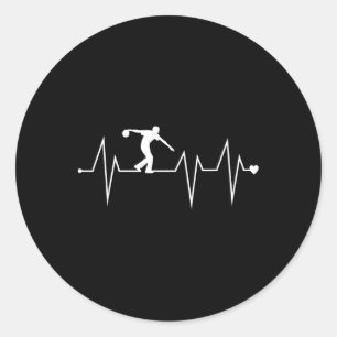 Funny Bowling Bowler Player Heartbeat Herzschlag Runder Aufkleber