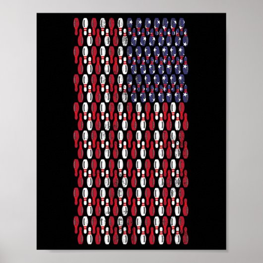 Funny Bowling Button American Flag Design Poster (Vorne)