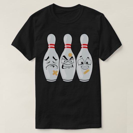 Funny Bowling Button Gesichter für Bowling Lover M T-Shirt (Design vorne)