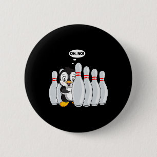 Funny Bowling Button Niedlich Pinguin für Bowling